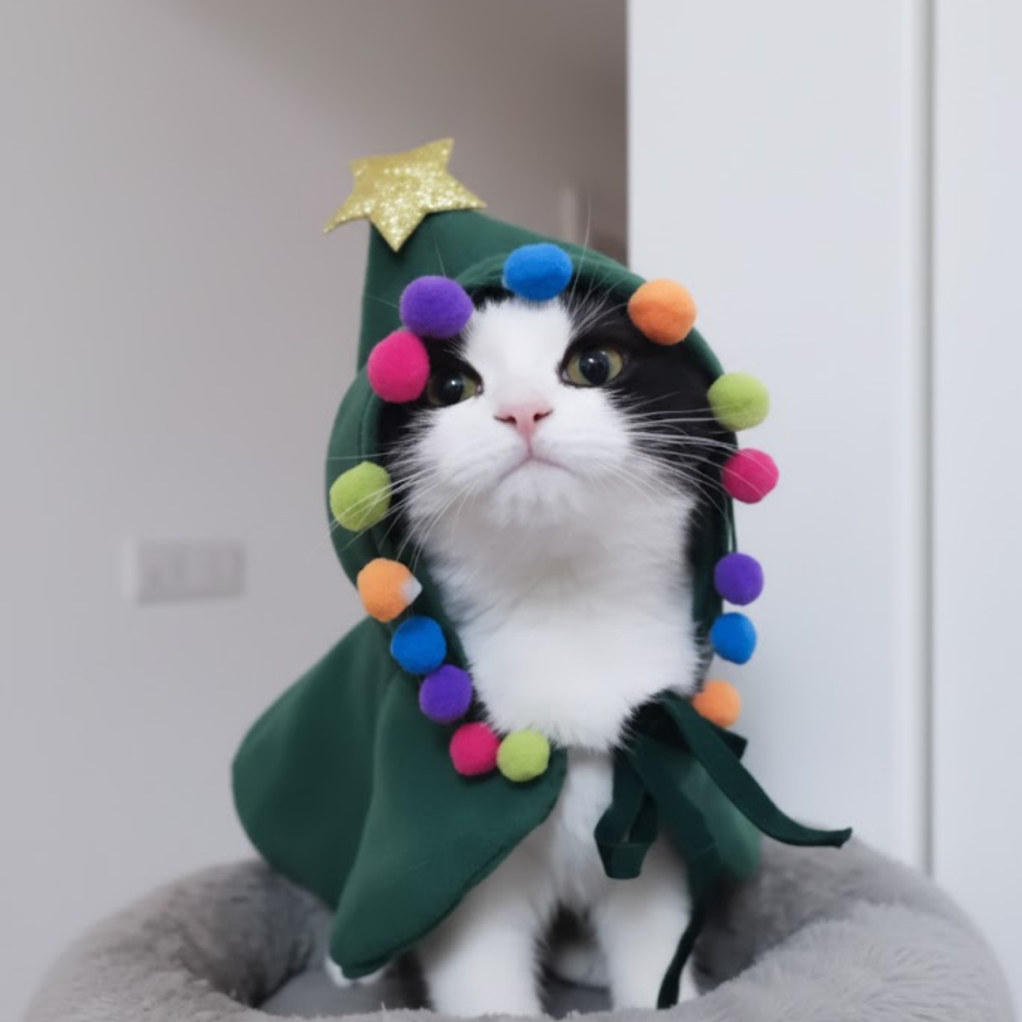 Christmas Tree Pet Cape Costume for Dogs Cats Holiday Outfit Festive Cloak Small Animal Clothes
