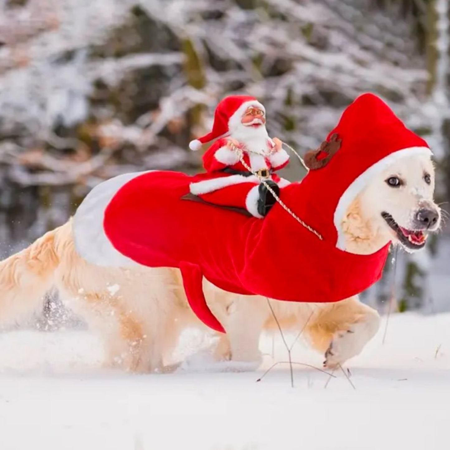 Santa Claus Riding Deer Pet Costume for Dogs Funny Christmas Outfit Holiday Party Clothes