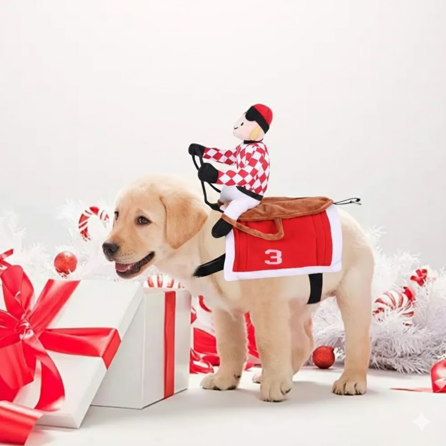 Santa Claus Riding Pet Costume for Small Dogs Cats Christmas Flannel Outfit Winter Hoodie