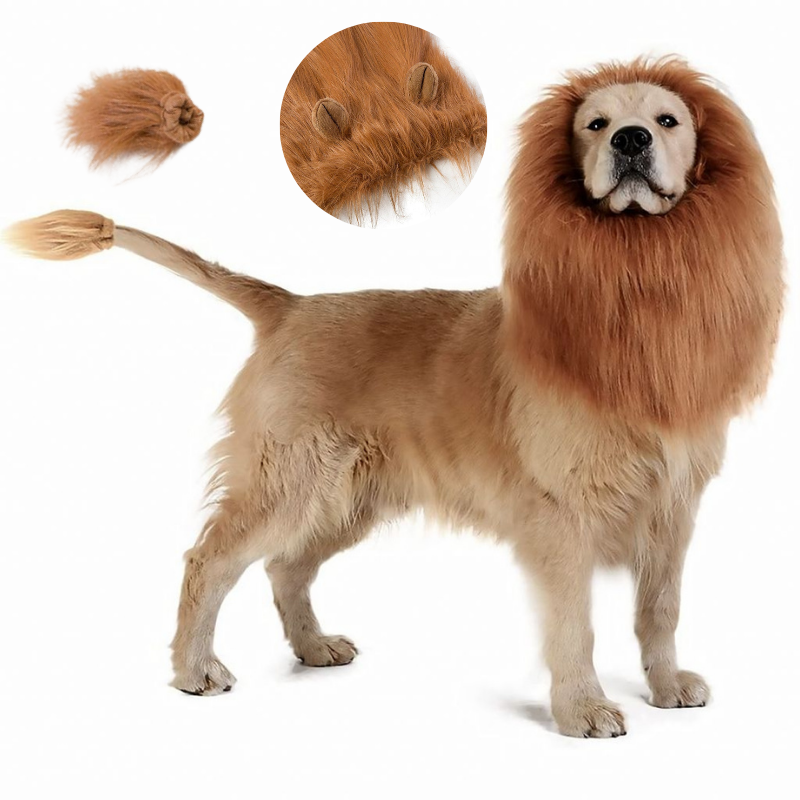 Lion Mane Wig Puppy Kitten Realistic Funny Halloween Cosplay Pet Costume Dog Cat Outfit