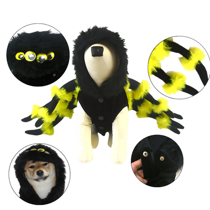 Spider Pet Costume Cat Dog Clothes Funny Halloween Cosplay Outfit Cute Dress Up Shirt