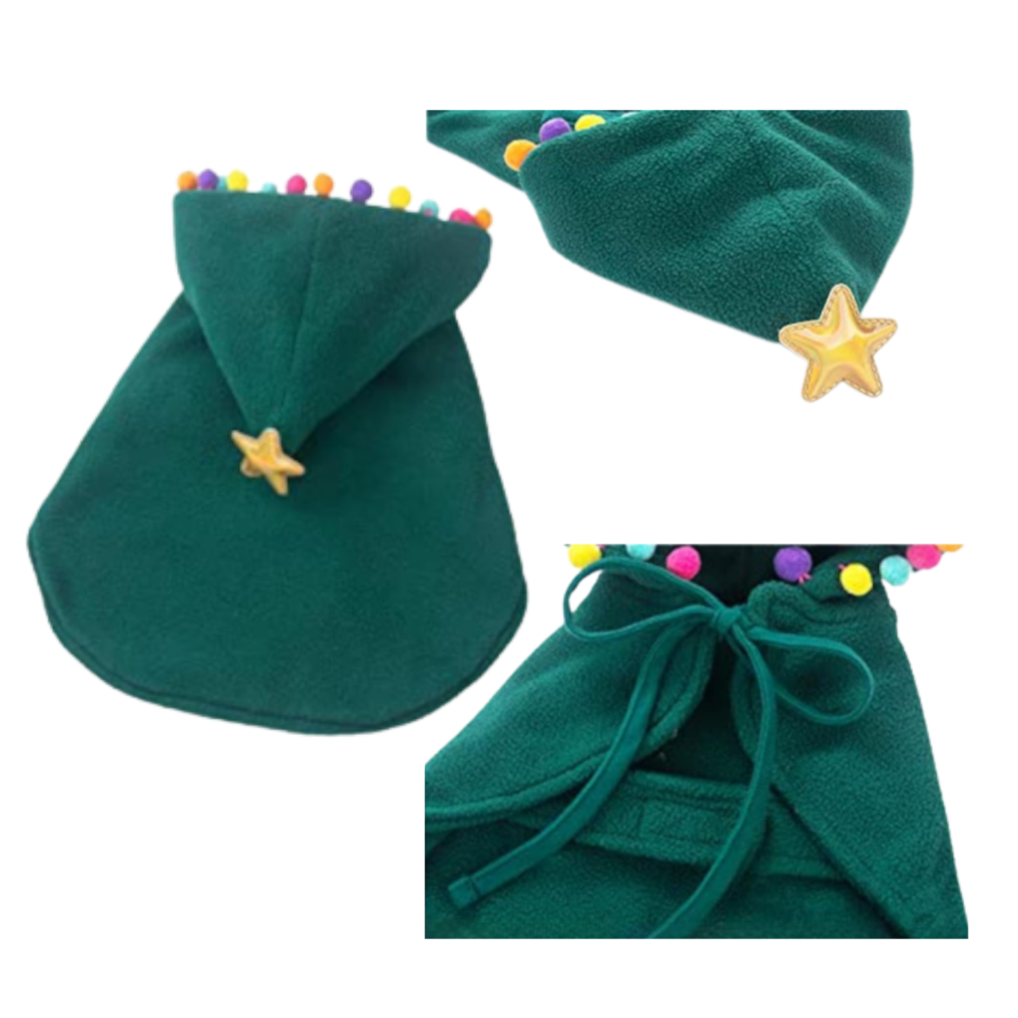 Christmas Tree Pet Cape Costume for Dogs Cats Holiday Outfit Festive Cloak Small Animal Clothes