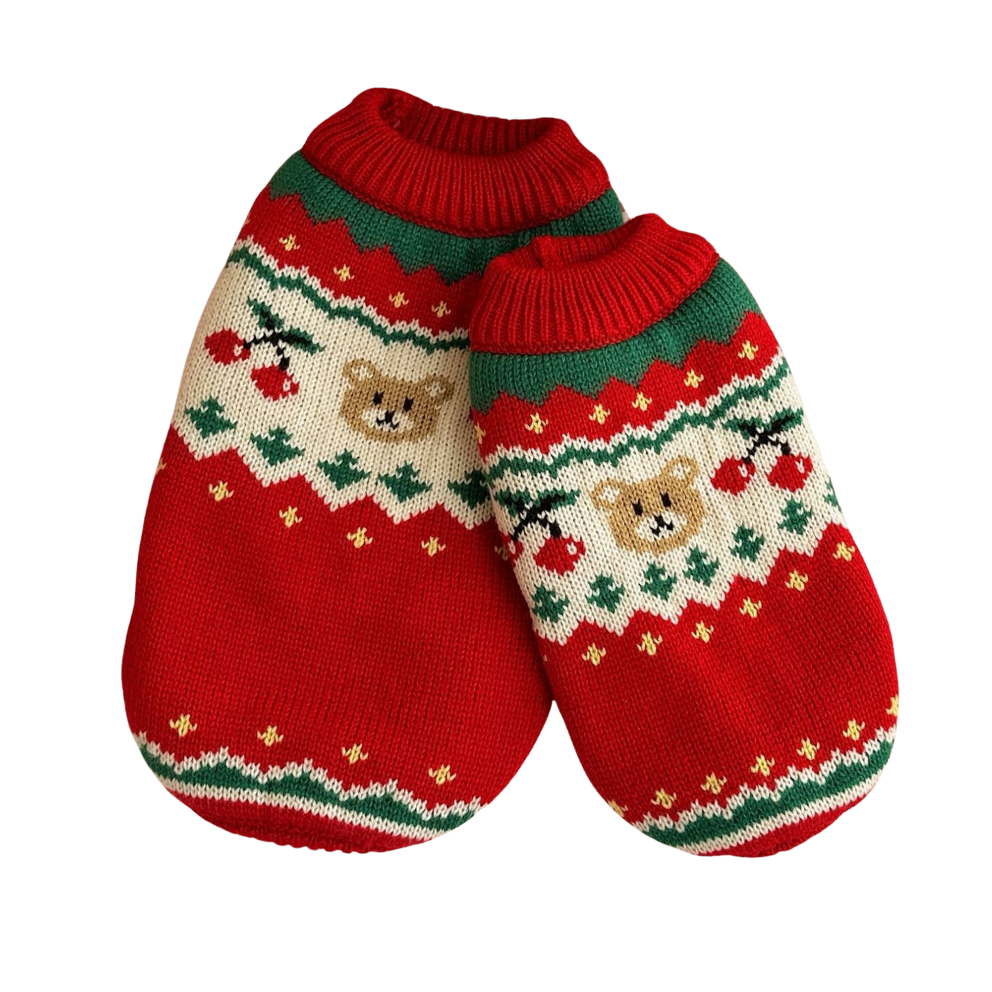 Christmas Cherry Pet Sweater Warm Winter Clothes for Small Dogs Cats Holiday Outfit