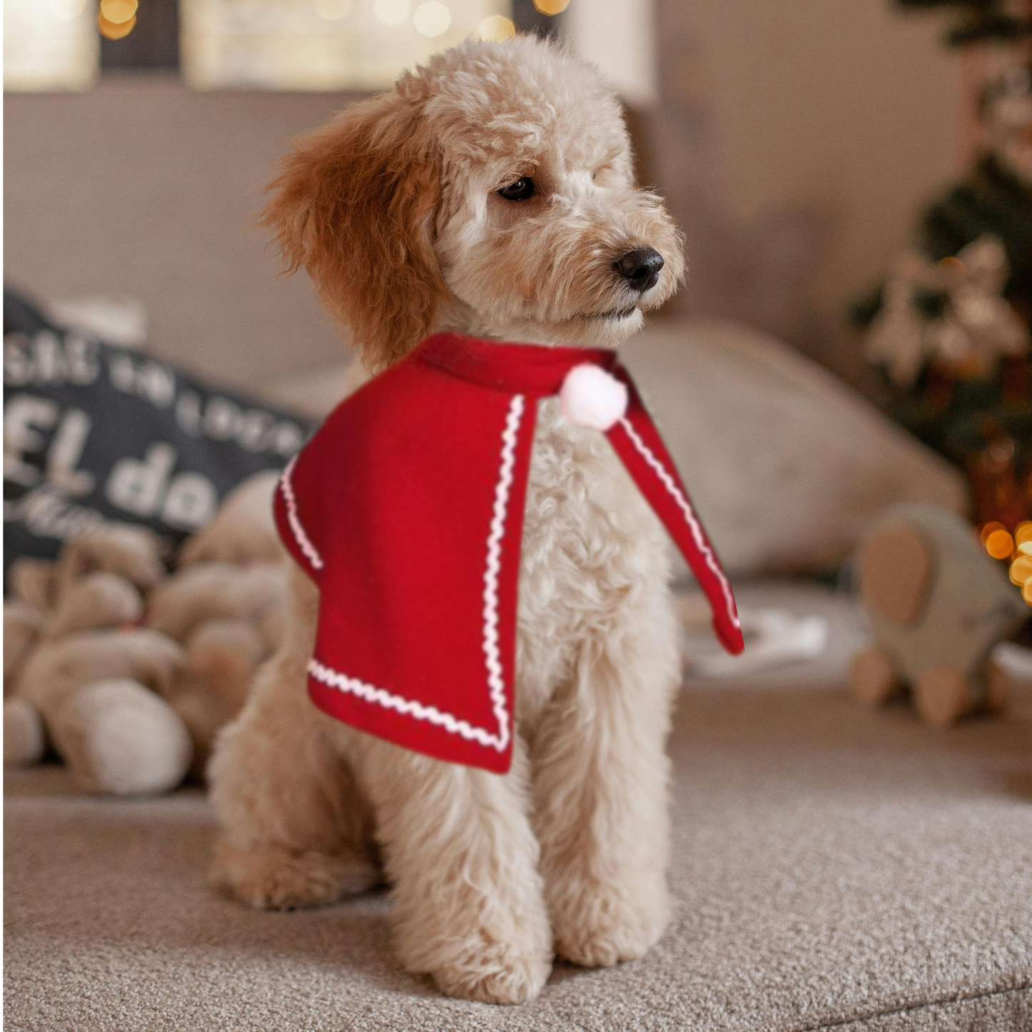 Christmas Elk Pet Costume Warm Cloak Hat Set for Small Dogs Cats Winter Hoodie Outfit