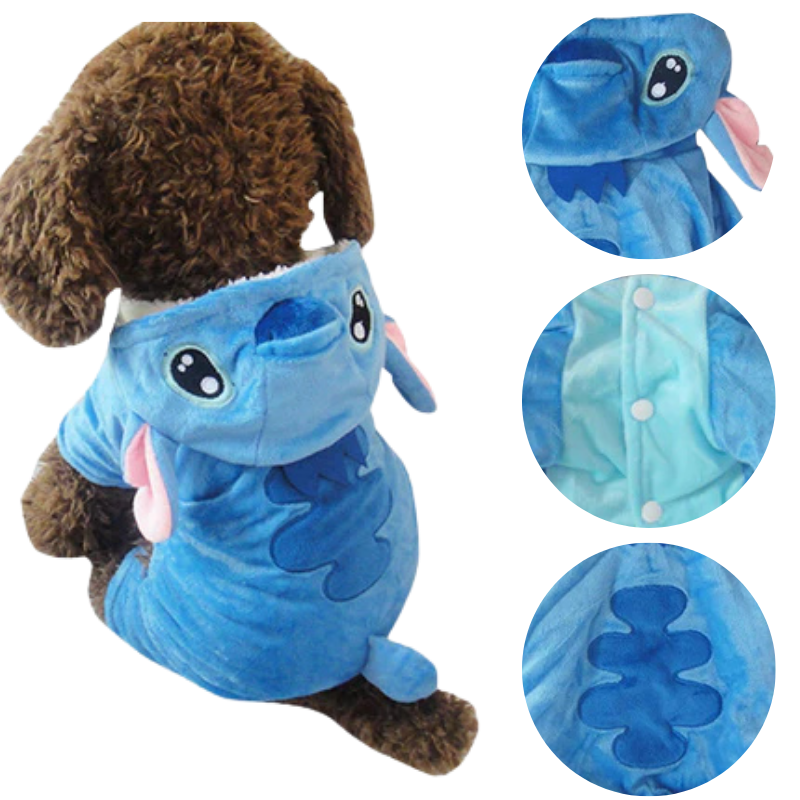 Stitch Pet Costume Jumpsuit for Cats Warm Autumn Winter Cute Halloween Cosplay Dog Outfit
