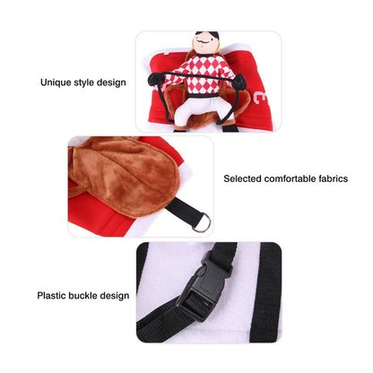 Santa Claus Riding Pet Costume for Small Dogs Cats Christmas Flannel Outfit Winter Hoodie