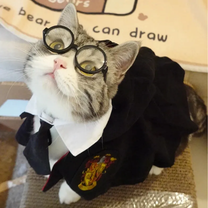 Embroidered Pet Cloak Cat Dog Costume Wizard Cape Halloween Outfit Cosplay Clothes