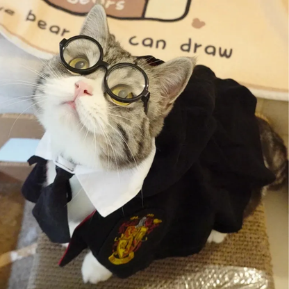 Embroidered Pet Cloak Cat Dog Costume Wizard Cape Halloween Outfit Cosplay Clothes