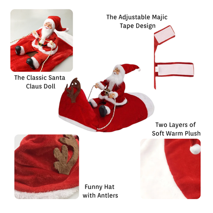 Santa Claus Riding Deer Pet Costume for Dogs Funny Christmas Outfit Holiday Party Clothes