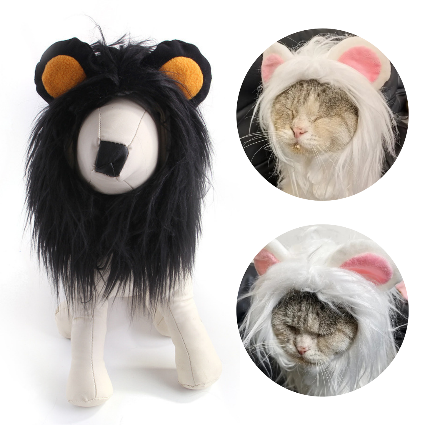 Lion Mane Pet Costume Wig Hat for Cats Dogs Funny Halloween Cosplay Outfit