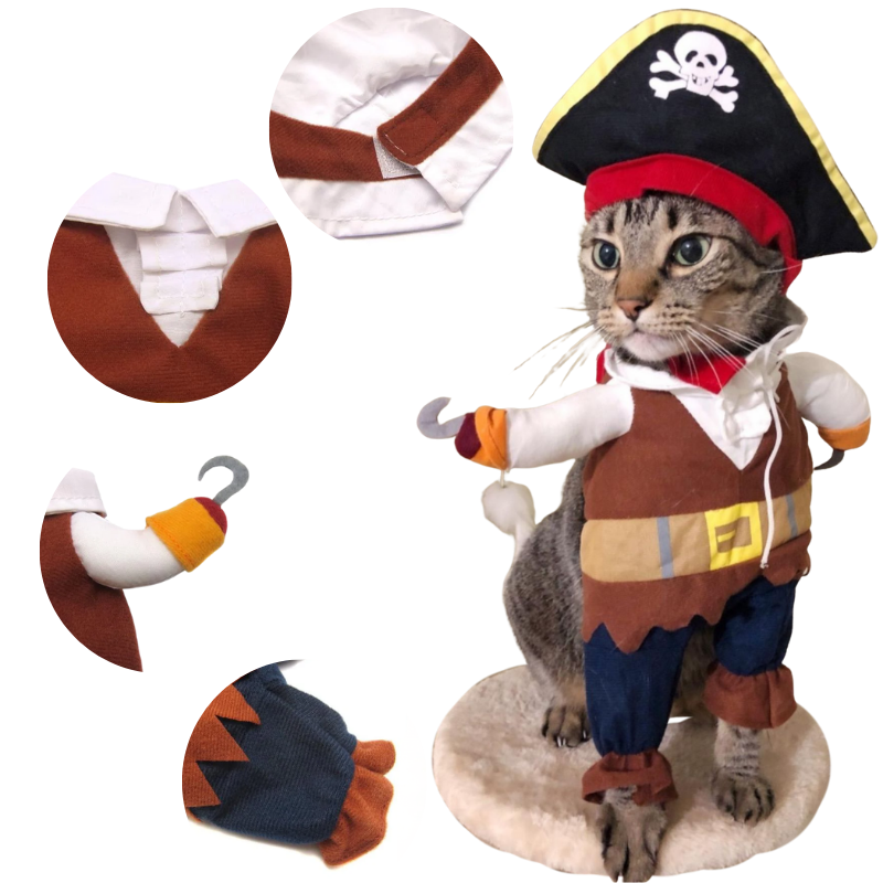 Pirate Costume Set With Hat Cosplay Halloween Christmas Pet Dog Cat Small Medium Large Cute Scary