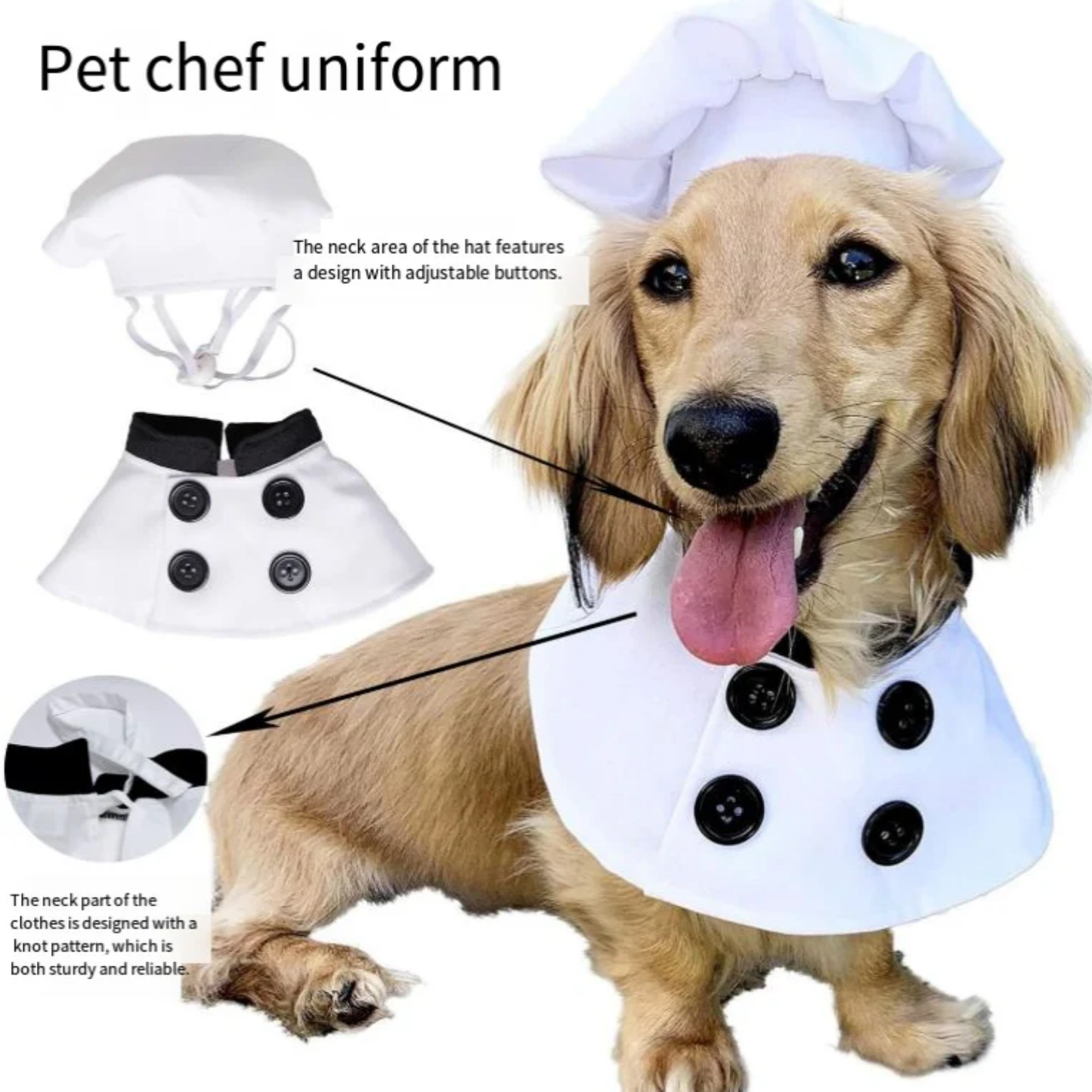 Dog Chef Costume Hat Set Pet Shirt Halloween Cosplay Outfit for Cats Small Large Dogs