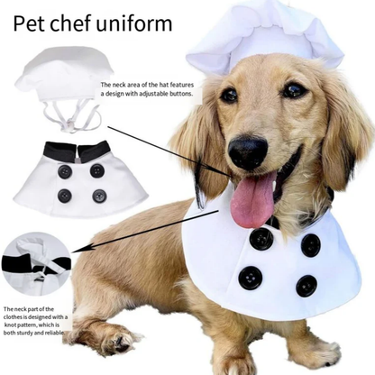 Dog Chef Costume Hat Set Pet Shirt Halloween Cosplay Outfit for Cats Small Large Dogs