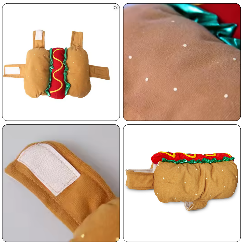 Hot Dog Pet Outfit Cats Puppies Funny Food Hamburger Theme Halloween Party Cosplay Clothes