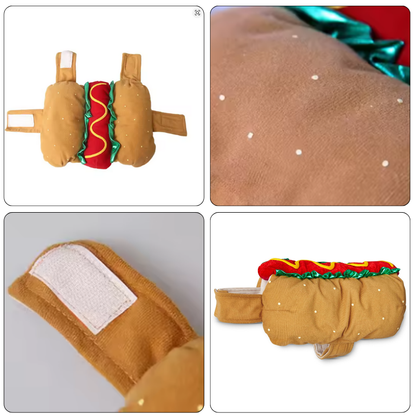 Hot Dog Pet Outfit Cats Puppies Funny Food Hamburger Theme Halloween Party Cosplay Clothes