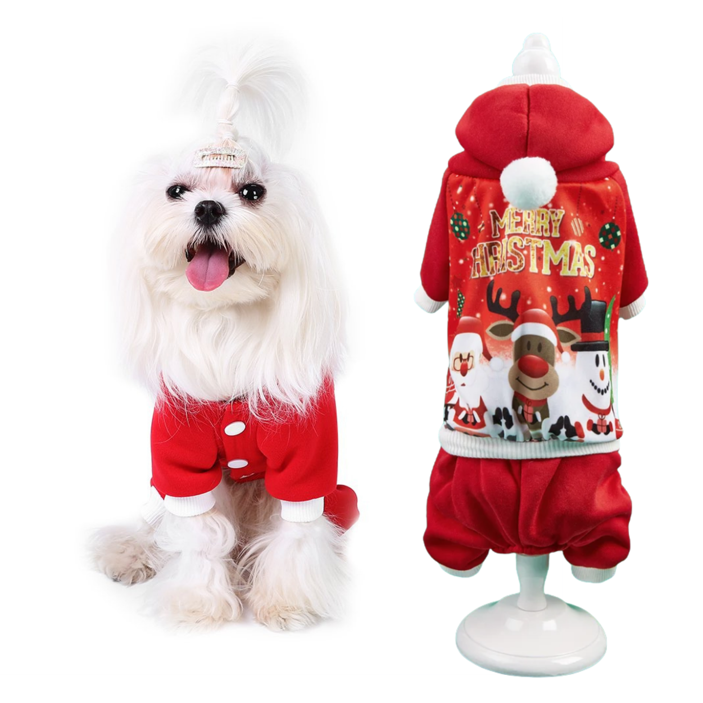 Christmas Pet Dog Clothes Warm Soft Hoodie Sweatshirt for Small Dogs Cats Winter Outfit