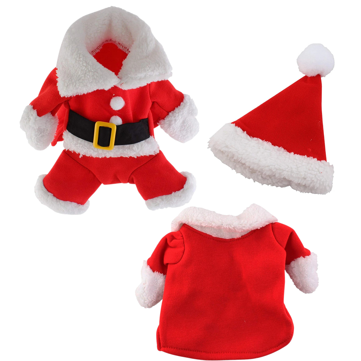 Christmas Pet Santa Claus Costume Warm Jumpsuit Hoodie for Dogs Cats Winter Outfit