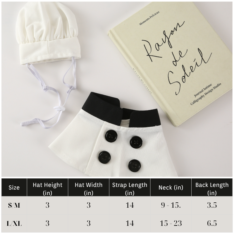 Dog Chef Costume Hat Set Pet Shirt Halloween Cosplay Outfit for Cats Small Large Dogs