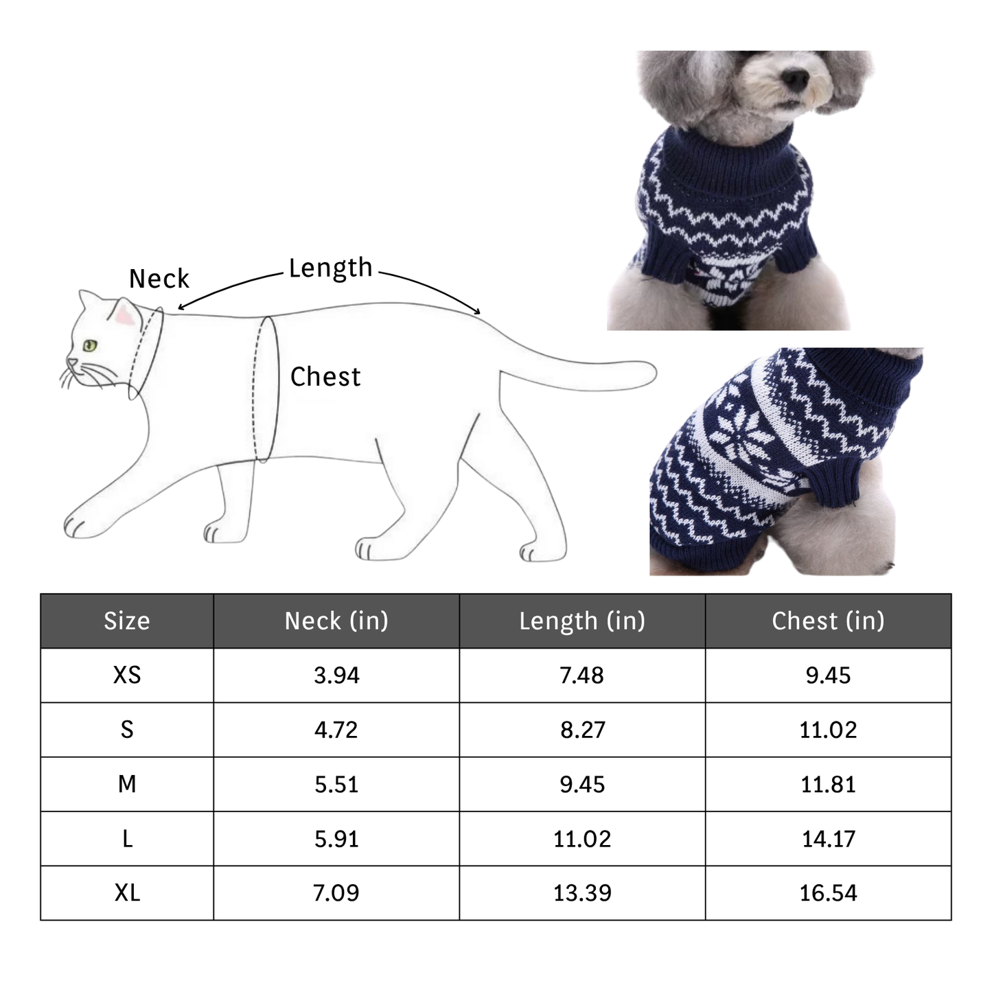 Winter Snowflake Pet Sweater Warm Knit Clothes for Small Dogs Cats Christmas Outfit