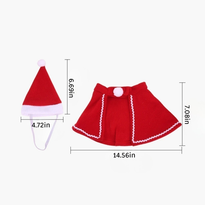 Christmas Elk Pet Costume Warm Cloak Hat Set for Small Dogs Cats Winter Hoodie Outfit