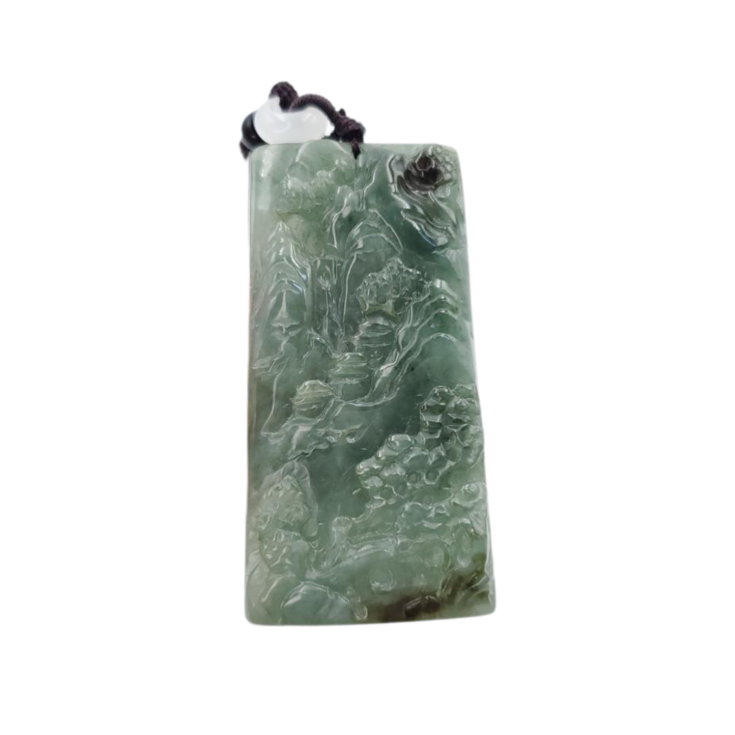 Yingmart Landscape Pendant  Hand Carved 100% Genuine Jadeite Jade  Burmese Myanmar Real Jade Grade A Type A Lucky pendant