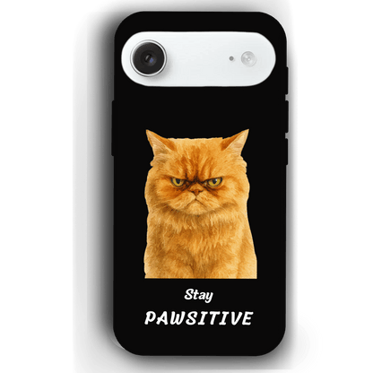Stay Pawsitive Custom Pet Phone Case for iPhone 17 by YingMart – Personalized Animal Portrait, Protective Cover, for Pet Lovers.