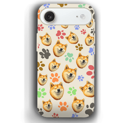 Custom Pet Phone Case for iPhone 17/ 17 Air/ 17 Pro/ 17 Pro Max by YingMart, Personalized Pet Portrait Cover with Paw, Heart, Fish & Bone Symbols