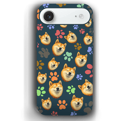 Custom Pet Phone Case for iPhone 17/ 17 Air/ 17 Pro/ 17 Pro Max by YingMart, Personalized Pet Portrait Cover with Paw, Heart, Fish & Bone Symbols