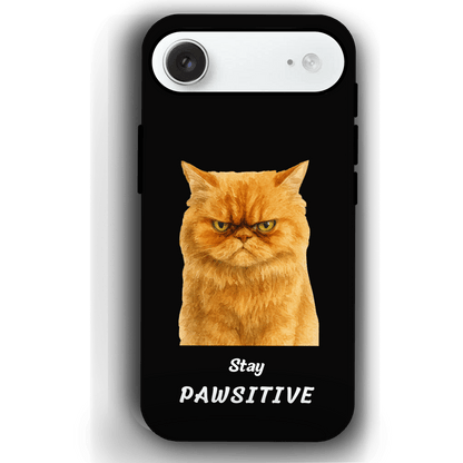 Stay Pawsitive Custom Pet Phone Case for iPhone 17 by YingMart – Personalized Animal Portrait, Protective Cover, for Pet Lovers.