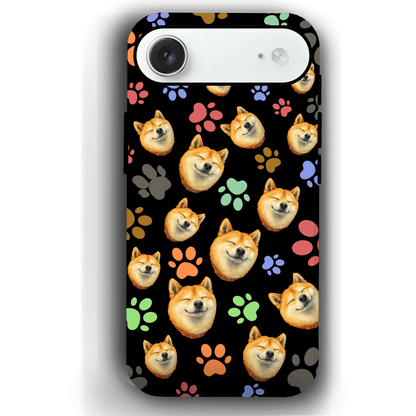 Custom Pet Phone Case for iPhone 17/ 17 Air/ 17 Pro/ 17 Pro Max by YingMart, Personalized Pet Portrait Cover with Paw, Heart, Fish & Bone Symbols