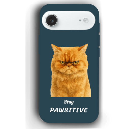 Stay Pawsitive Custom Pet Phone Case for iPhone 17 by YingMart – Personalized Animal Portrait, Protective Cover, for Pet Lovers.