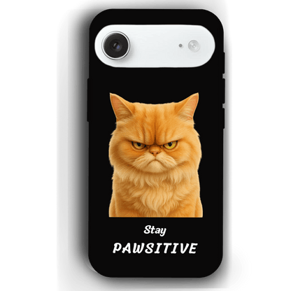 Stay Pawsitive Custom Pet Phone Case for iPhone 17 by YingMart – Personalized Animal Portrait, Protective Cover, for Pet Lovers.