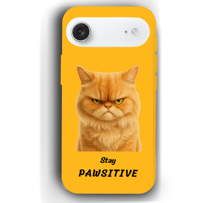 Stay Pawsitive Custom Pet Phone Case for iPhone 17 by YingMart – Personalized Animal Portrait, Protective Cover, for Pet Lovers.