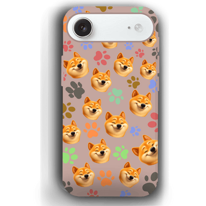 Custom Pet Phone Case for iPhone 17/ 17 Air/ 17 Pro/ 17 Pro Max by YingMart, Personalized Pet Portrait Cover with Paw, Heart, Fish & Bone Symbols