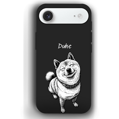 Custom Black & White Pet Phone Case for iPhone 17 by YingMart – Custom Photo Personalized Pet Line Art Design with Pet Name