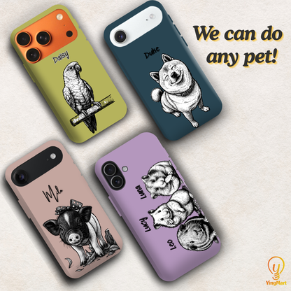 Custom Black & White Pet Phone Case for iPhone 17 by YingMart – Custom Photo Personalized Pet Line Art Design with Pet Name