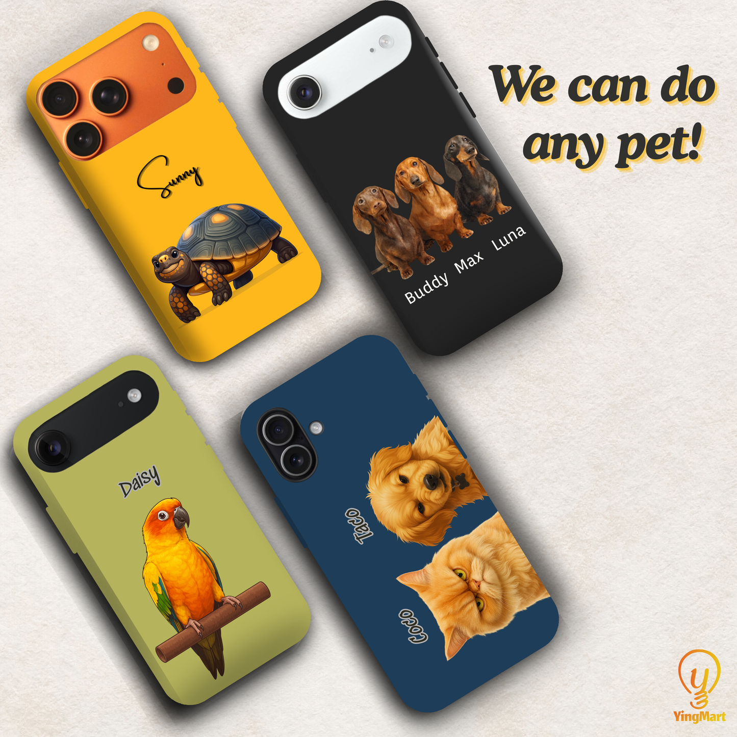 Custom Pet Phone Case for iPhone 17 by YingMart – Personalized Photo Cover with Pet Image & Name, Protective Case for Pet Lovers