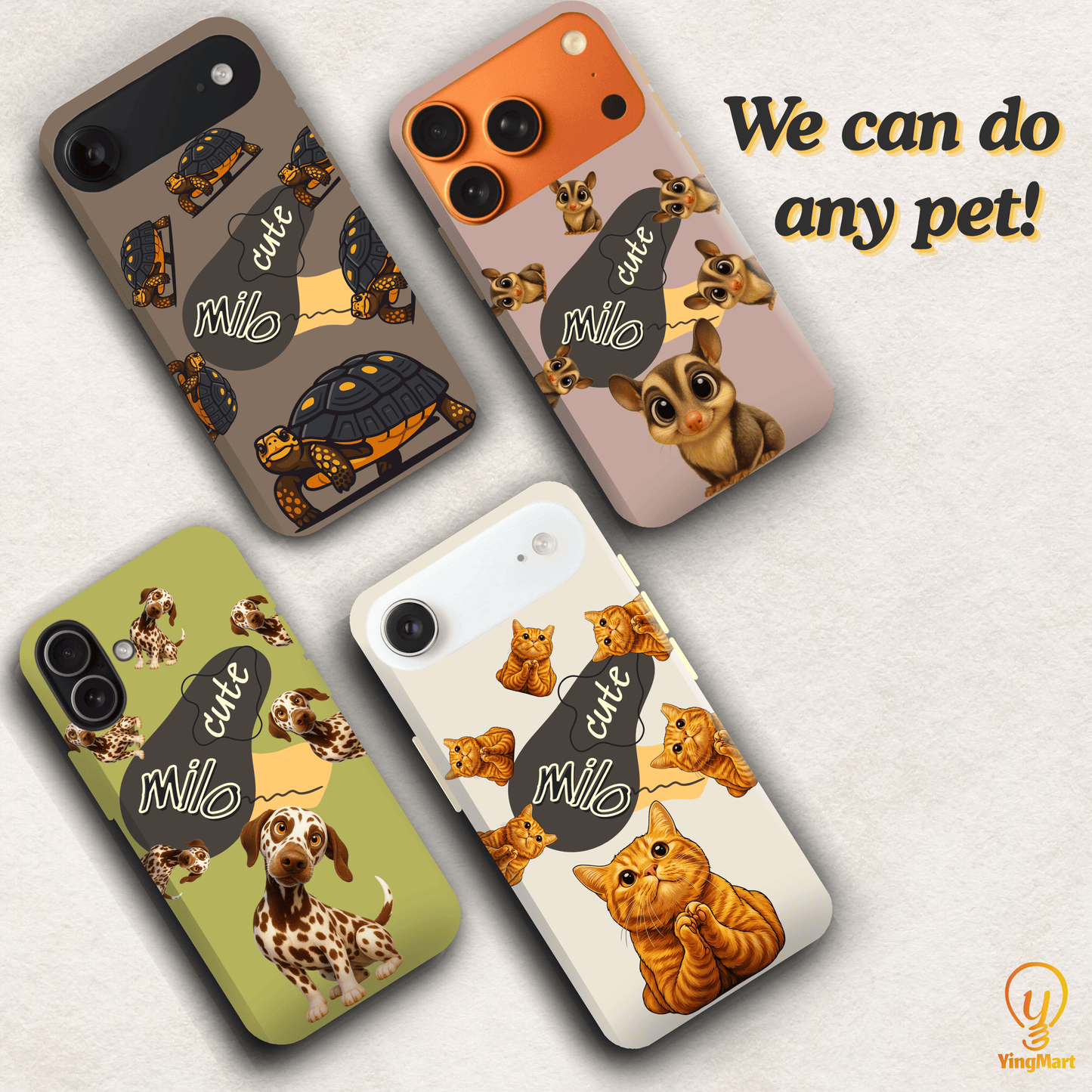 “Milo Cute” Design Custom Pet iPhone 17 Case by YingMart - Personalized Animal Portrait, Protective Cover for Pet Lovers