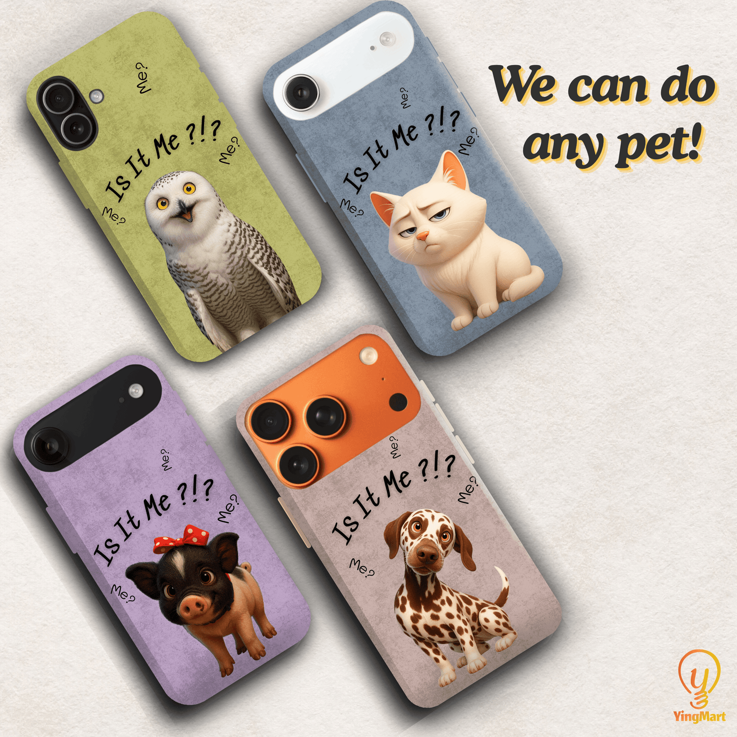 “Is It Me?” Design Custom Pet iPhone 17 Case by YingMart – Personalized Funny Portrait Design, Perfect Gift for Pet Lovers