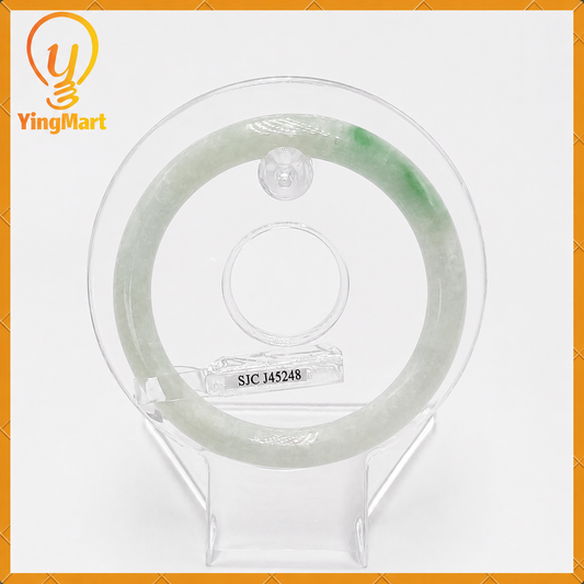YingCollection 55mm SJC45248 Certified Natural Color Greyish Very Slightly Green Jadeite Jade Bangle Bracelet, Real Gemstone