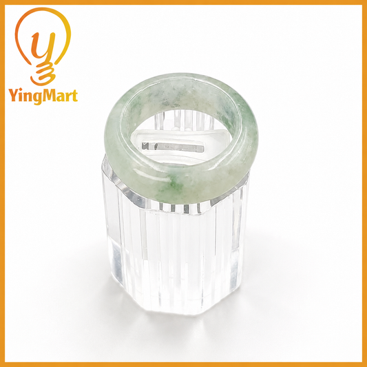Yingmart 16.8mm Genuine  Light Green Natural Type A Jadeite Ring, Burmese Myanmar Gemstones, Real Gemstone Ring, Vintage Jewelry