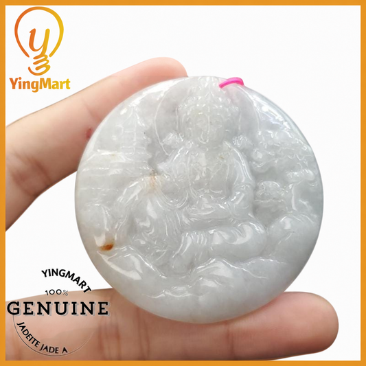 Yingmart 100% Natural Myanmar Jade Buddha Guan Yin Pendant Genuine Jadeite Real Jade Type A Grade A Type A Hand Carved