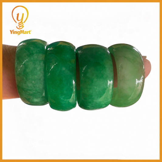 Yingmart 100% Natural Green Jade Ring, Real Gemstone Ring, Vintage Jewelry