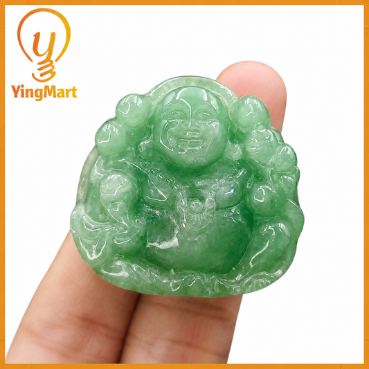Yingmart Buddha Jade Pendant 100% Genuine Jadeite Real Jade Hand Carved Statue of Buddha Jadeite, Protection, Good Luck