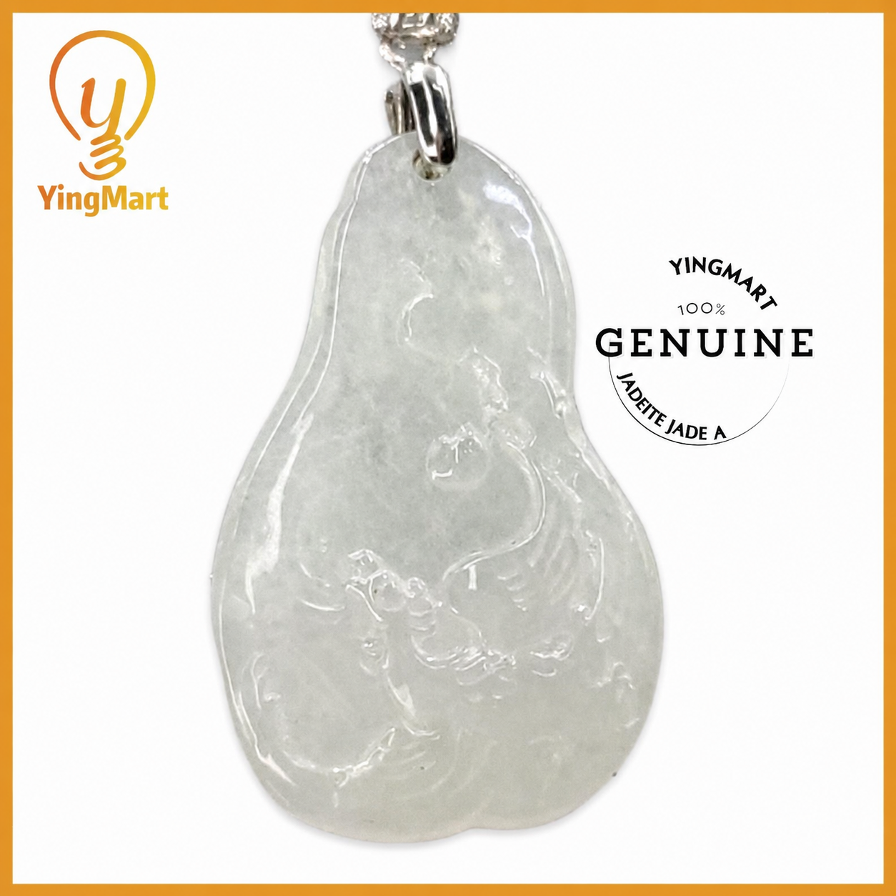 Yingmart High-Quality Translucent White  Phoenix Burmese Myanmar Genuine Jadeite Jade Grade A Hand Craving Pedant with 925S Hook Setting