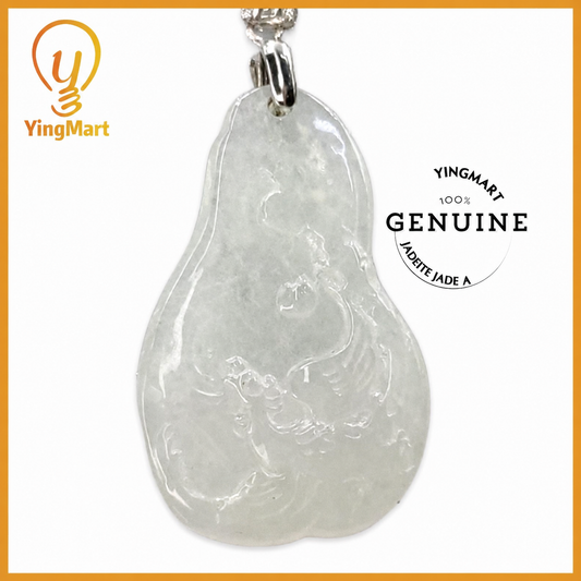 Yingmart High-Quality Translucent White  Phoenix Burmese Myanmar Genuine Jadeite Jade Grade A Hand Craving Pedant with 925S Hook Setting