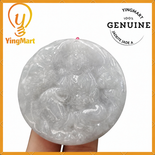Yingmart 100% Natural Myanmar Jade Buddha Guan Yin Pendant Genuine Jadeite Real Jade Type A Grade A Type A Hand Carved