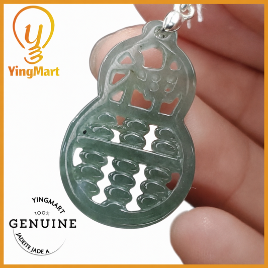 Yingmart Light Blue Hulu  Genuine Jadeite Jade Grade A Hand Craving Pedant with Hook setting