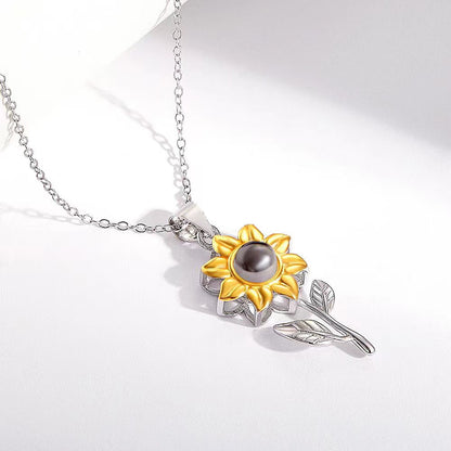 100 Languages I Love You Projection Necklace European and American Women Exquisite Sunflower Jewelry Simple Fashion Necklace Women