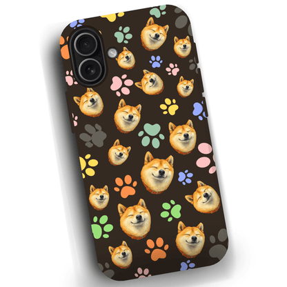 Custom Pet Phone Case for iPhone 17/ 17 Air/ 17 Pro/ 17 Pro Max by YingMart, Personalized Pet Portrait Cover with Paw, Heart, Fish & Bone Symbols